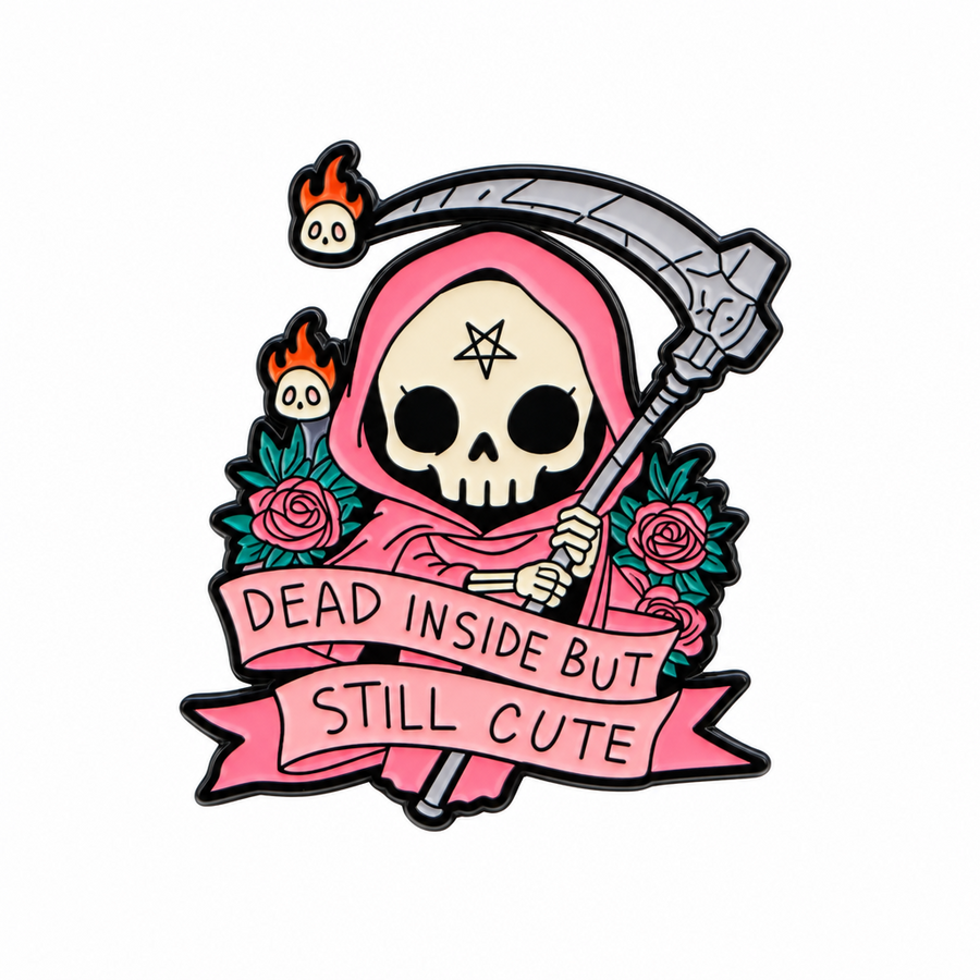 Dead Inside But Still Cute Grim Reaper Enamel Pin