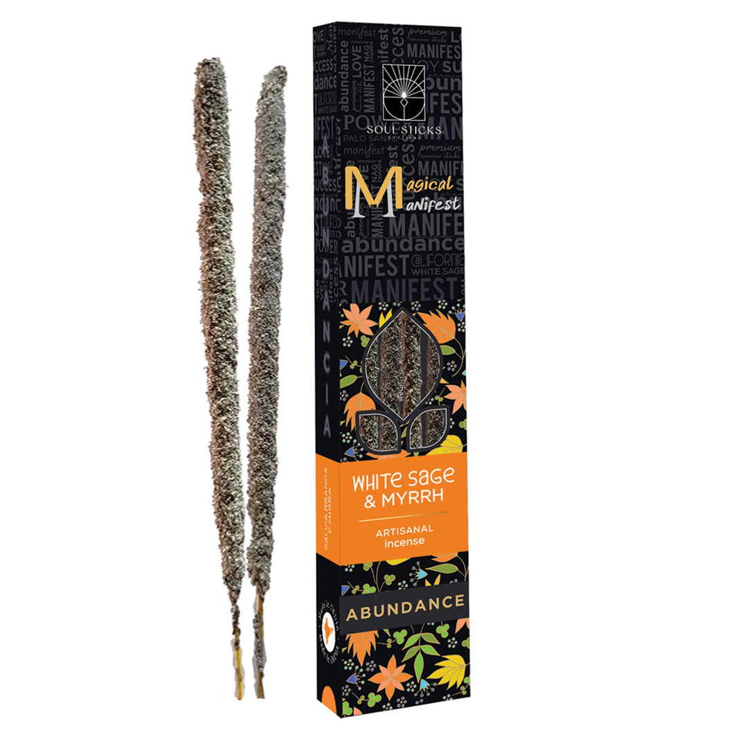 Abundance white sage and myrrh incense sticks package