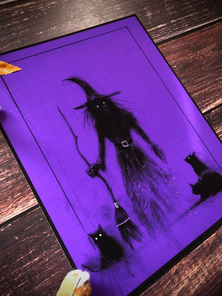 Witch Familiar art print shown framed