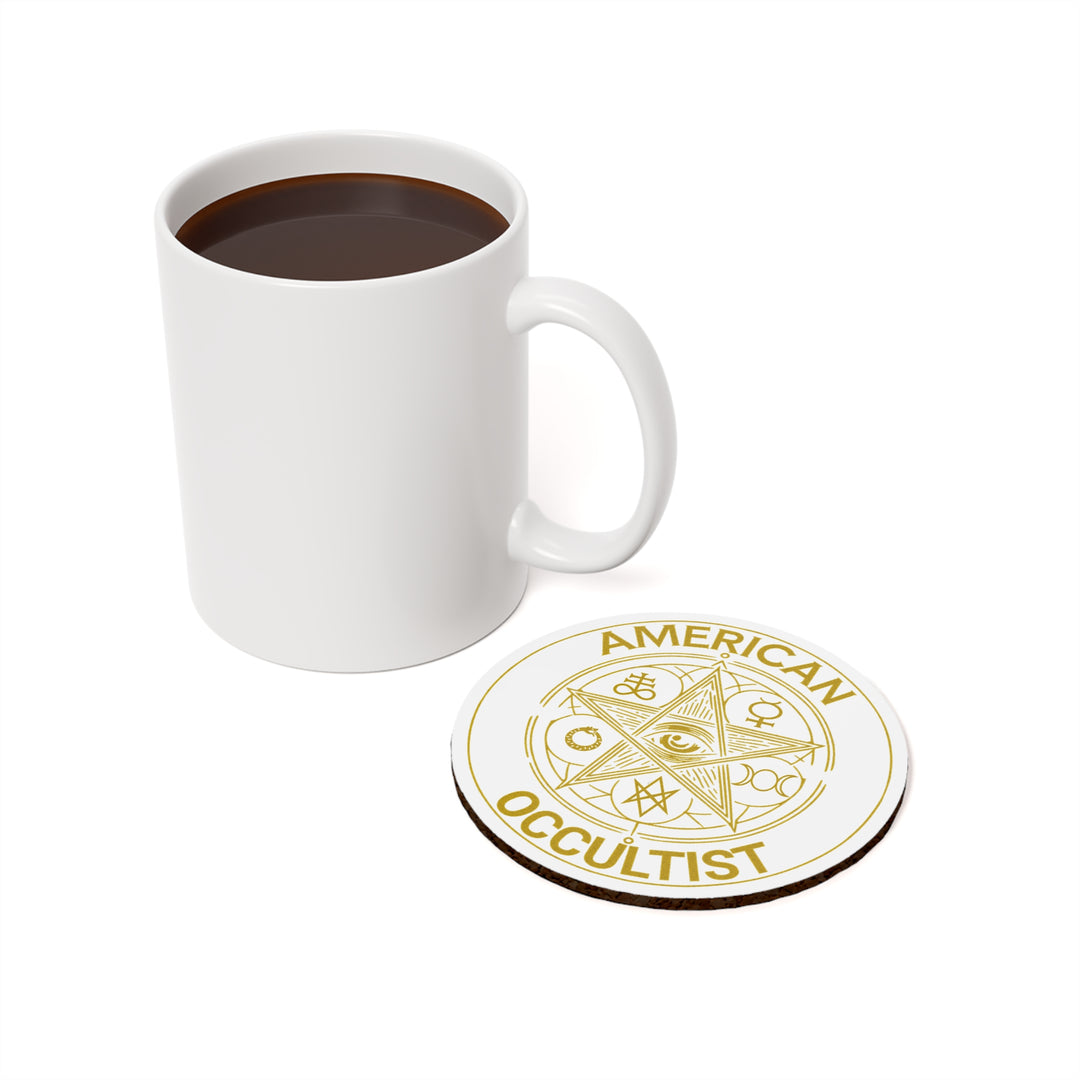 American Occultist Gold Sigil Cork Coaster