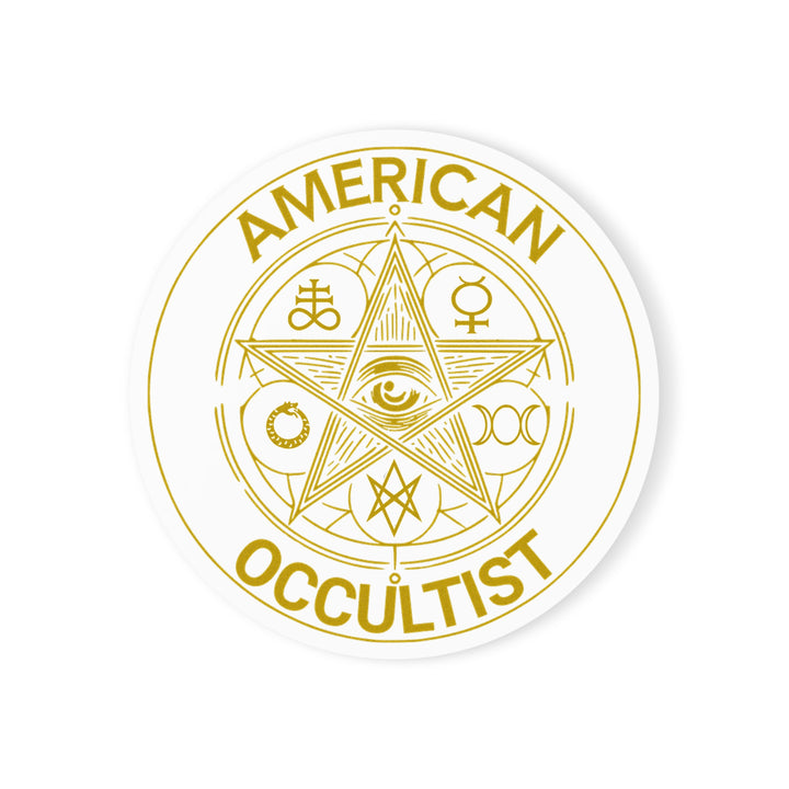American Occultist Gold Sigil Cork Coaster