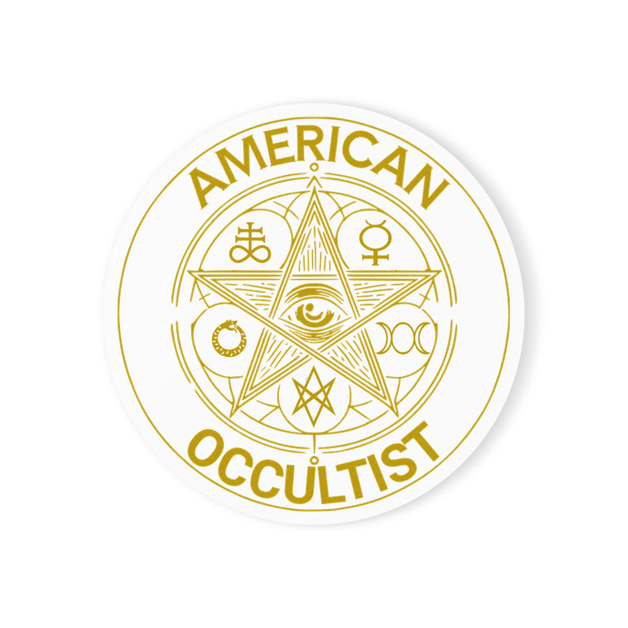 American Occultist Gold Sigil Cork Coaster