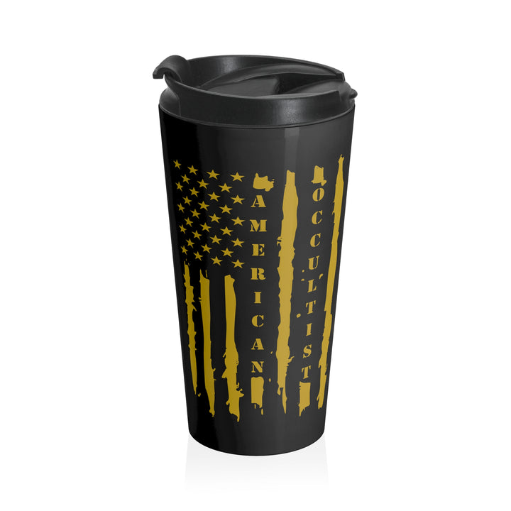 American Occultist Distressed Flag Travel Mug - 15oz