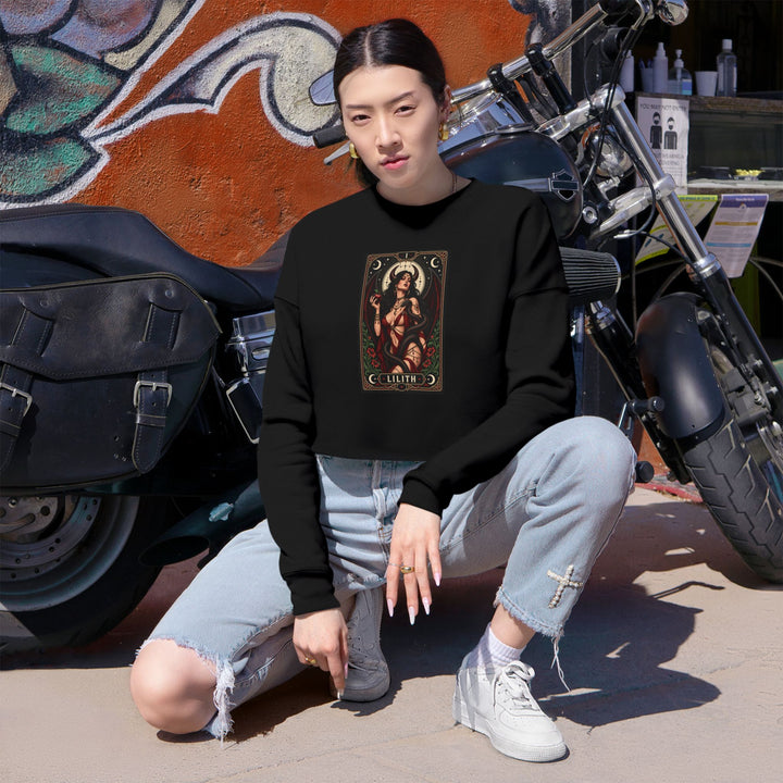 Lilith — Crimson Serpent Cropped Sweatshirt