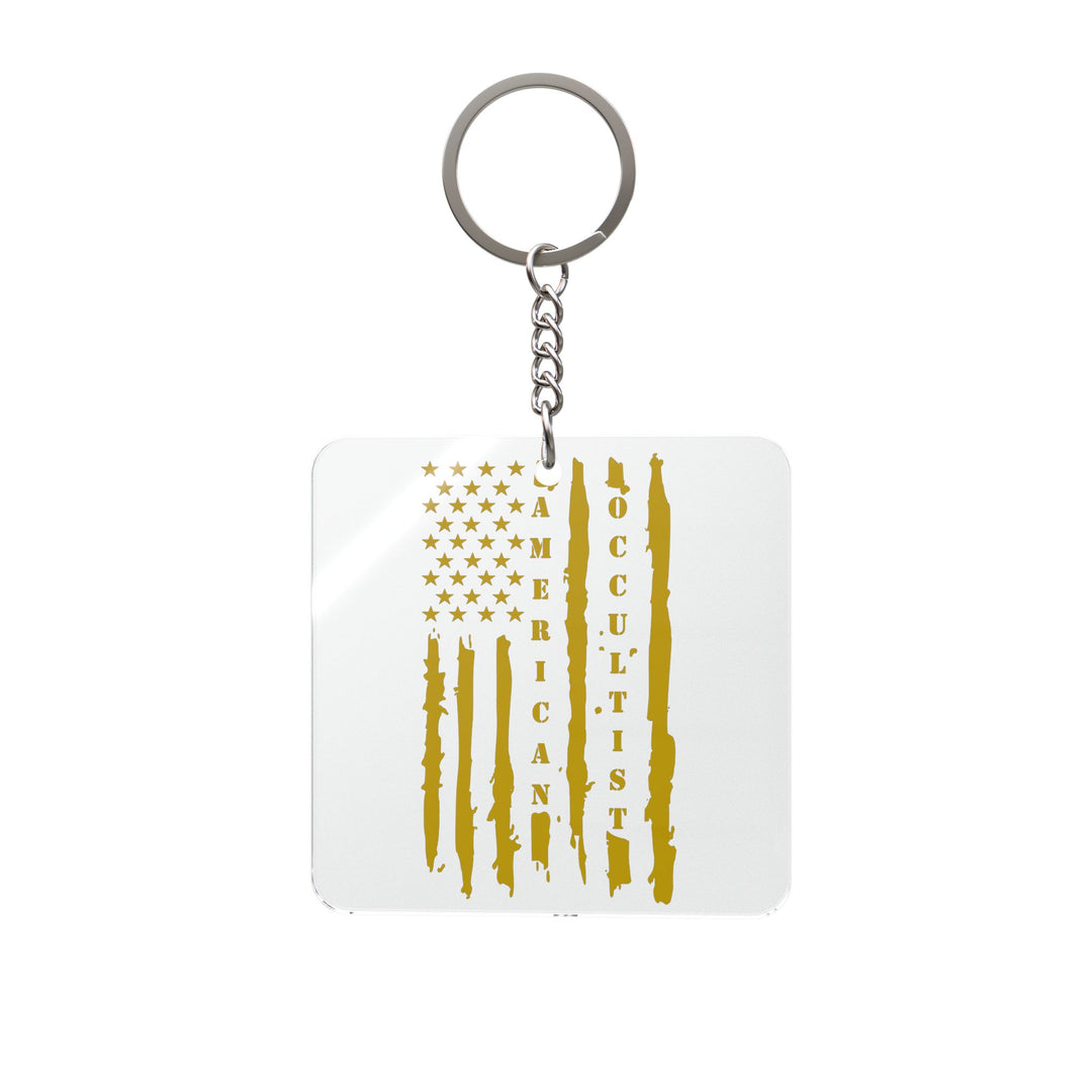 American Occultist Distressed Flag Square Keychain
