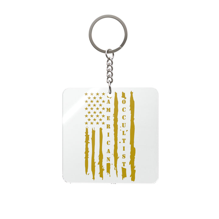 American Occultist Distressed Flag Square Keychain