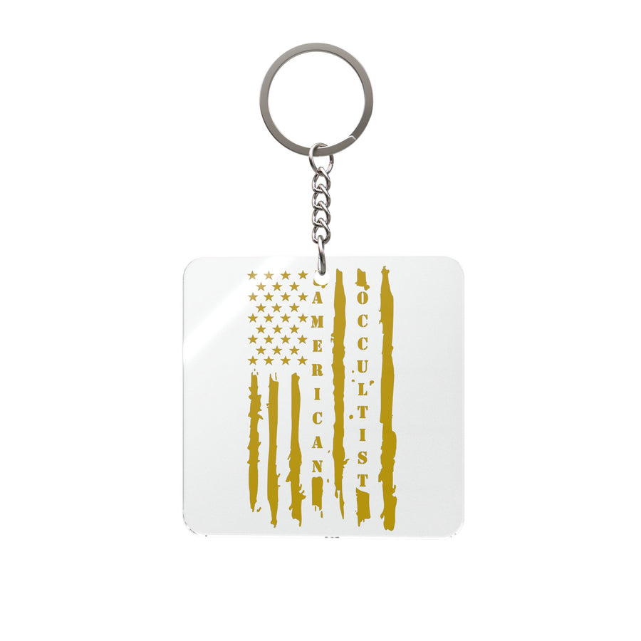 American Occultist Distressed Flag Square Keychain