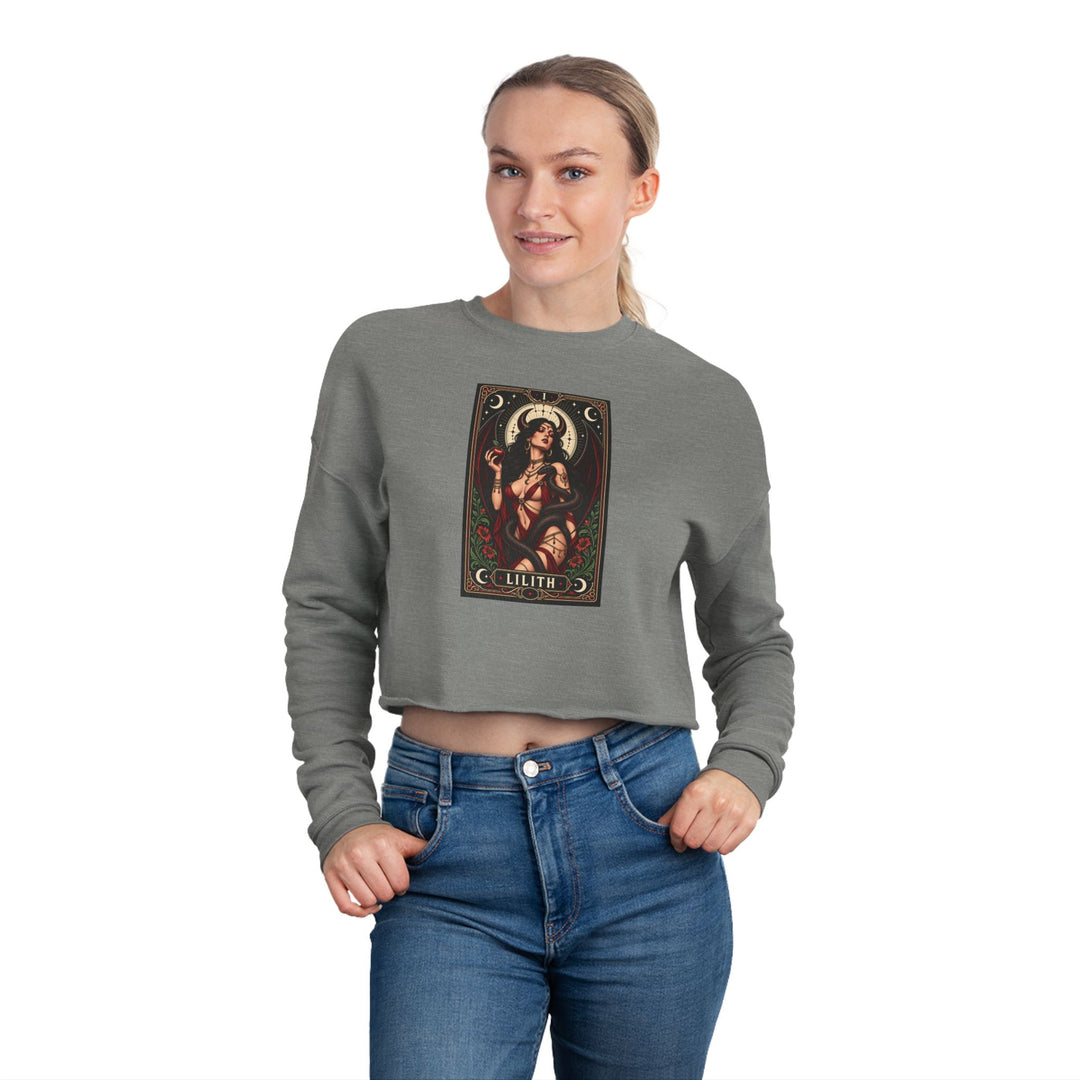 Lilith — Crimson Serpent Cropped Sweatshirt