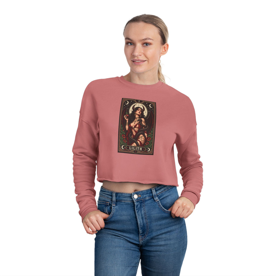 Lilith — Crimson Serpent Cropped Sweatshirt