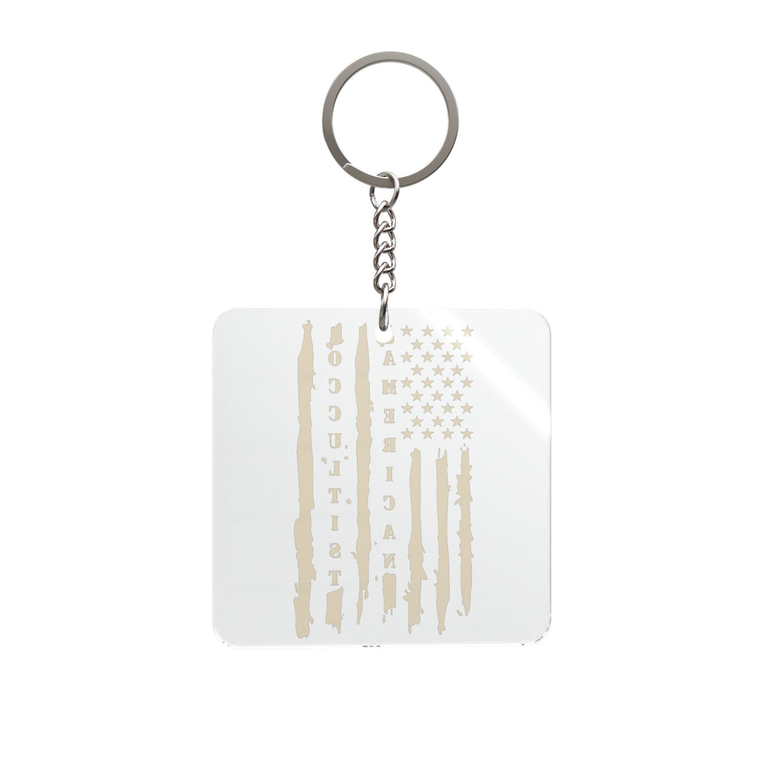 American Occultist Distressed Flag Square Keychain