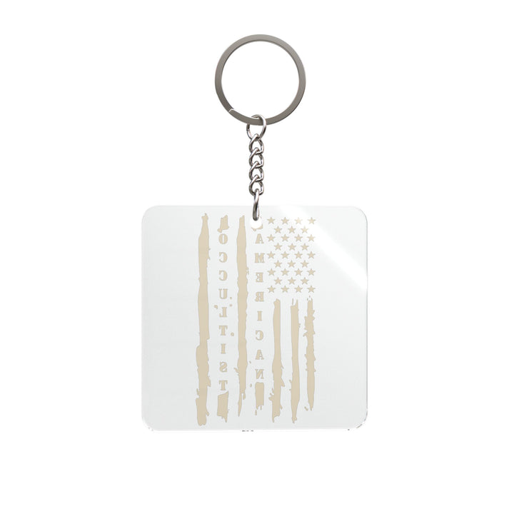 American Occultist Distressed Flag Square Keychain