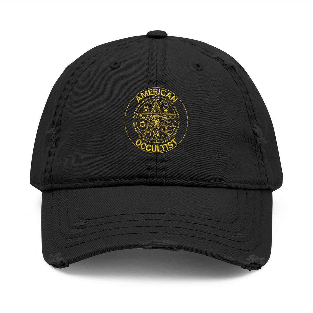 American Occultist Gold Sigil Distressed Dad Hat