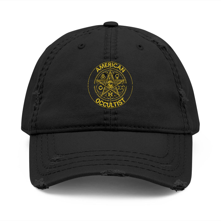 American Occultist Gold Sigil Distressed Dad Hat