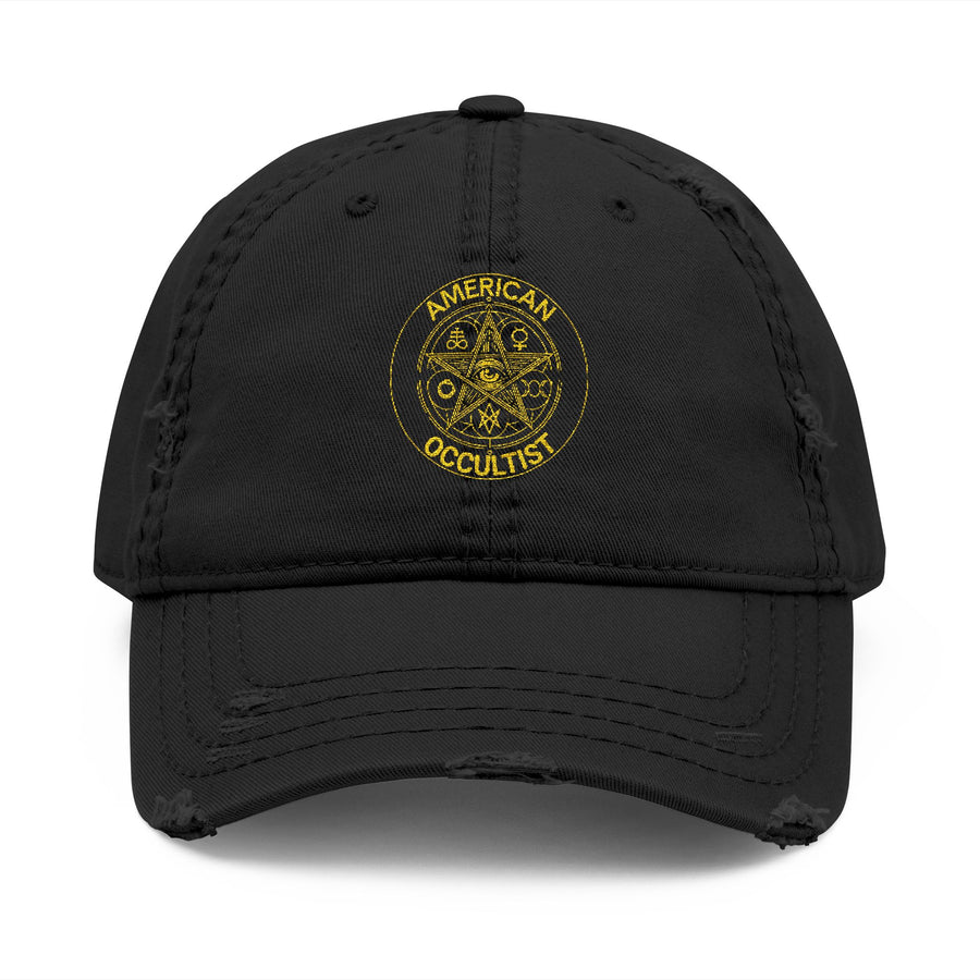 American Occultist Gold Sigil Distressed Dad Hat