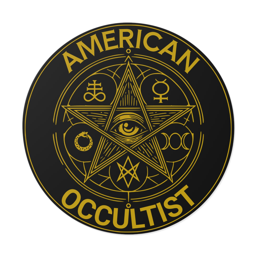 American Occultist Gold Sigil Round Sticker - 4in