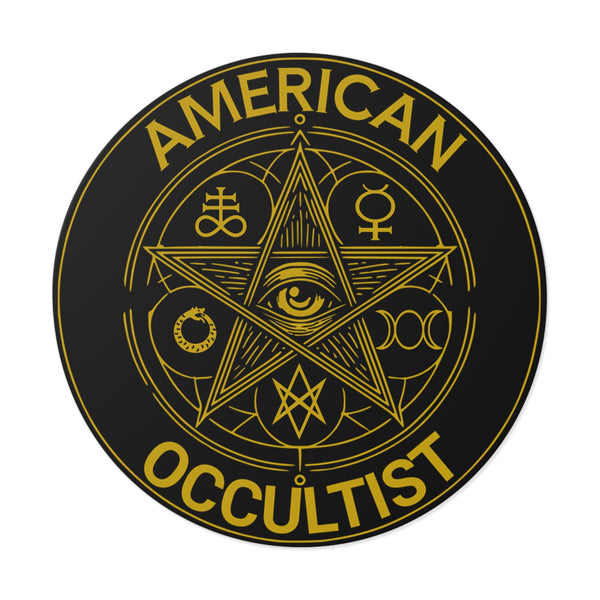 American Occultist Gold Sigil Round Sticker - 4in
