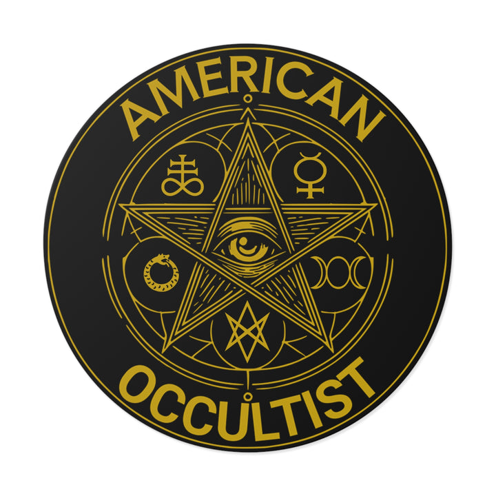 American Occultist Gold Sigil Round Sticker - 4in