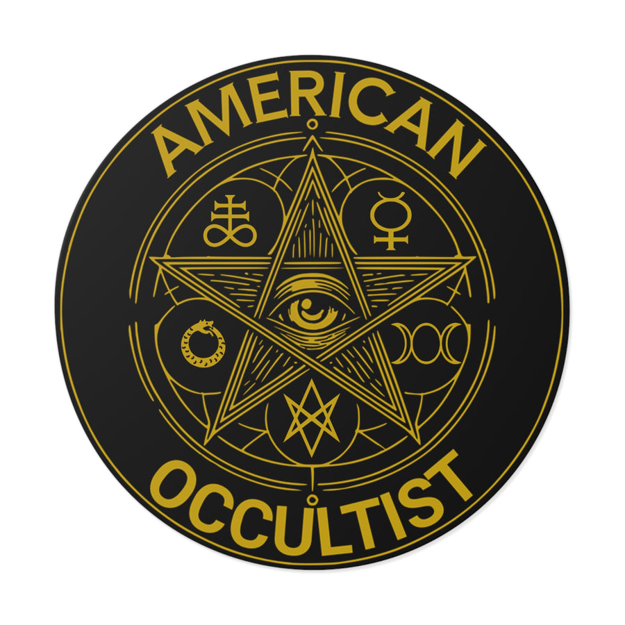 American Occultist Gold Sigil Round Sticker - 4in