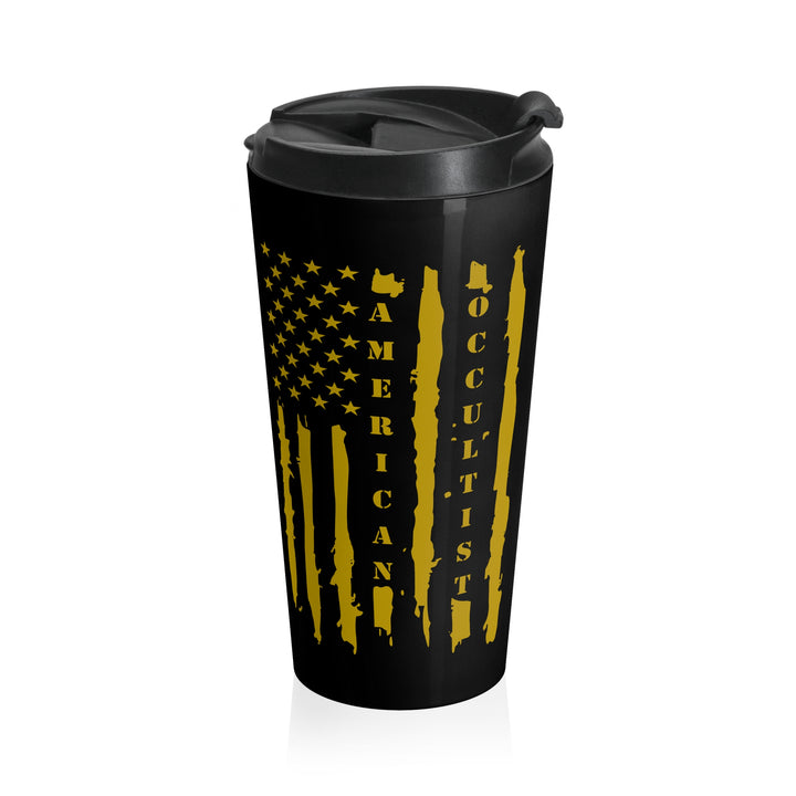 American Occultist Distressed Flag Travel Mug - 15oz