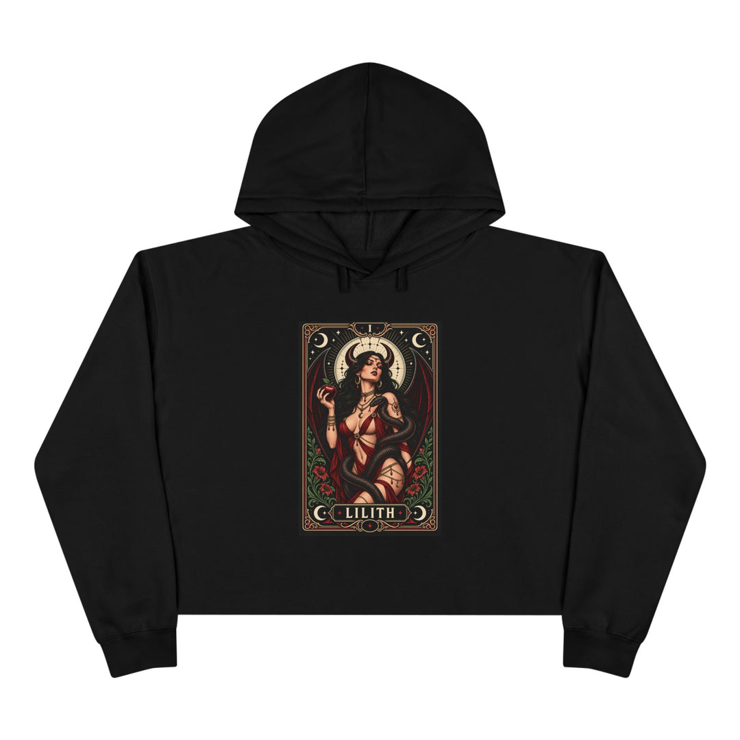 Lilith — Crimson Serpent Crop Hoodie