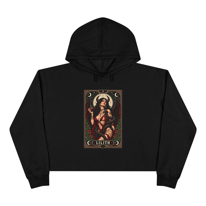 Lilith — Crimson Serpent Crop Hoodie