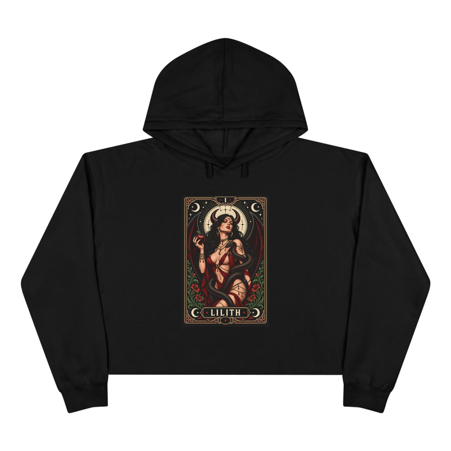 Lilith — Crimson Serpent Crop Hoodie