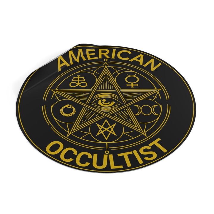 American Occultist Gold Sigil Round Sticker - 4in