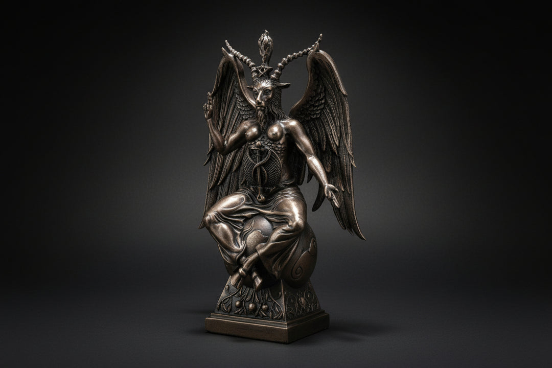 Bronze Baphomet altar statue front view