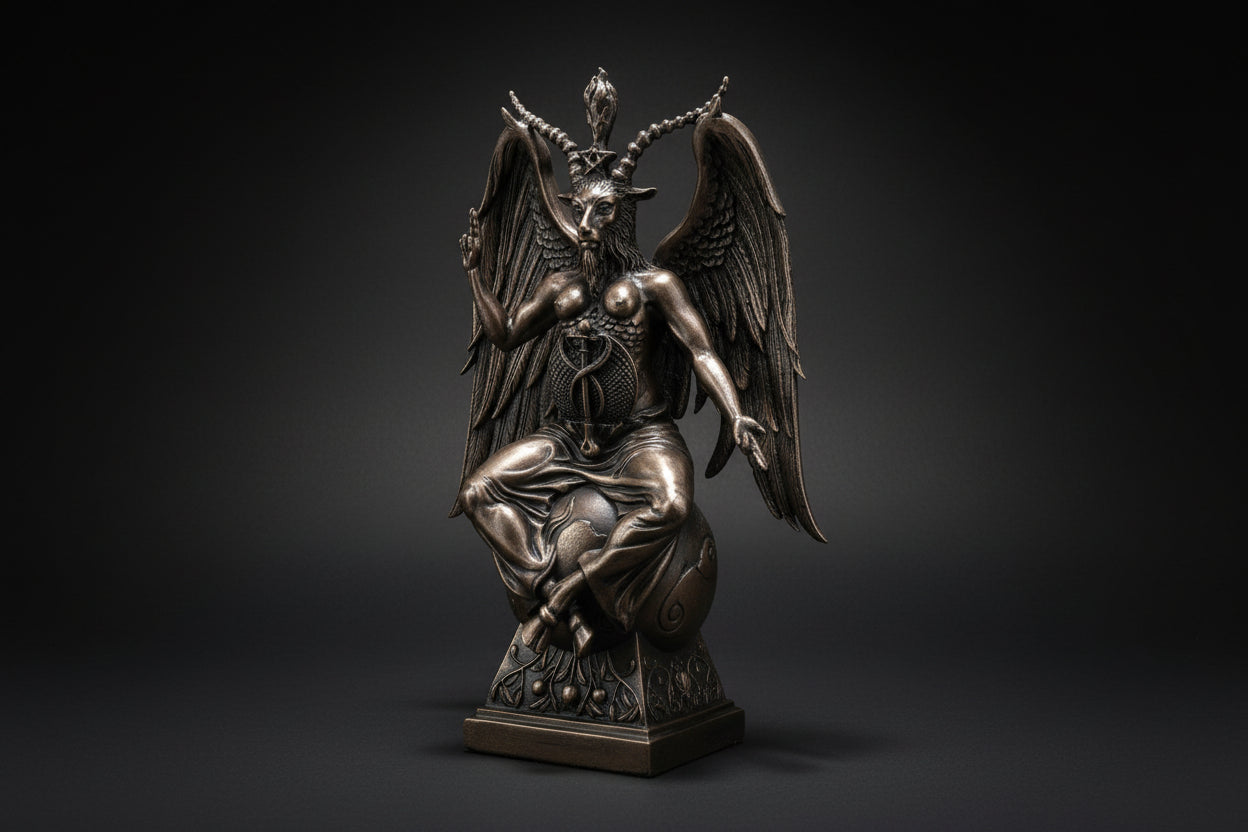 Bronze Baphomet altar statue front view