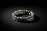 Labradorite beaded bracelet with gray stones and iridescent flash
