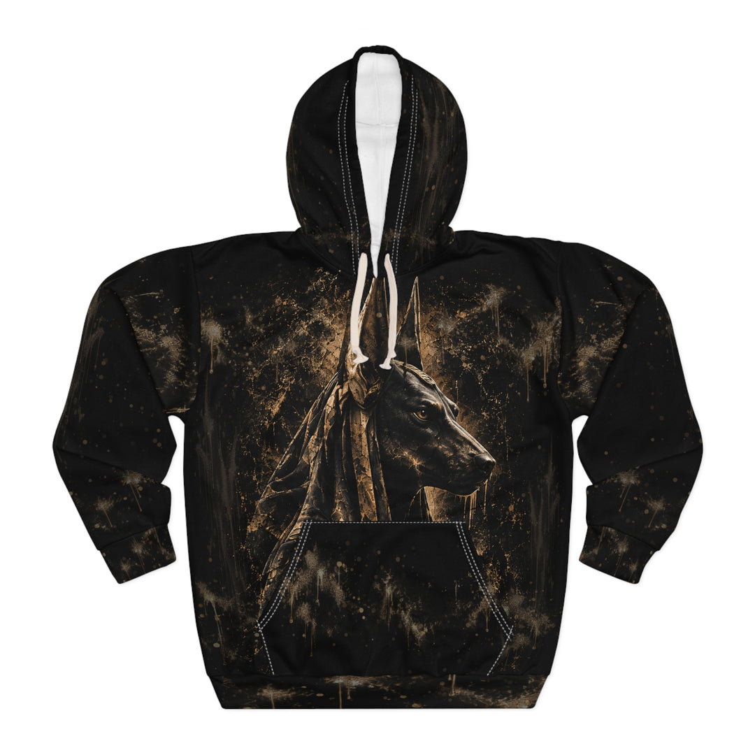 AO Anubis - Bronze Shadow Profile - Black AOP Pullover Hoodie
