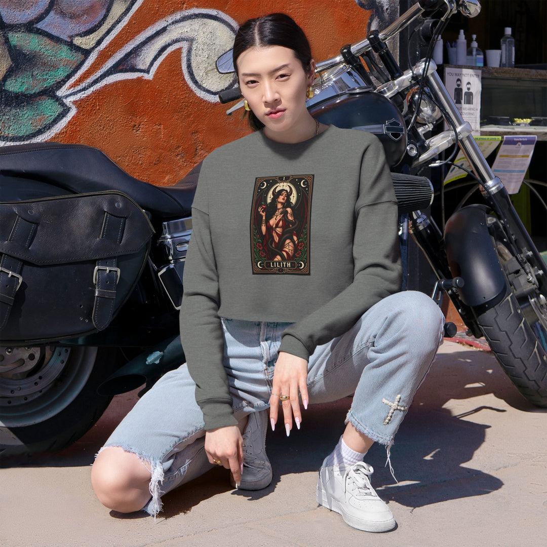 Lilith — Crimson Serpent Cropped Sweatshirt