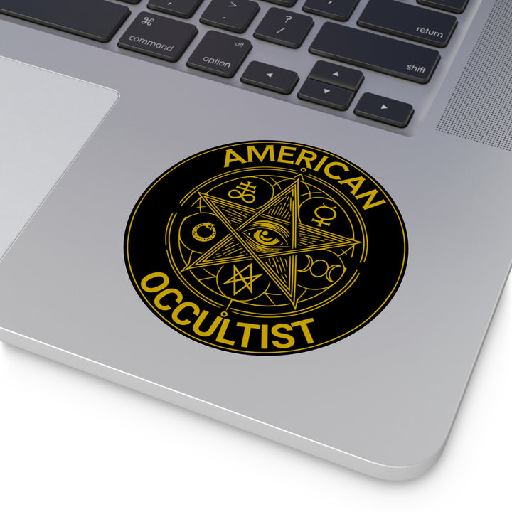American Occultist Gold Sigil Round Sticker - 4in