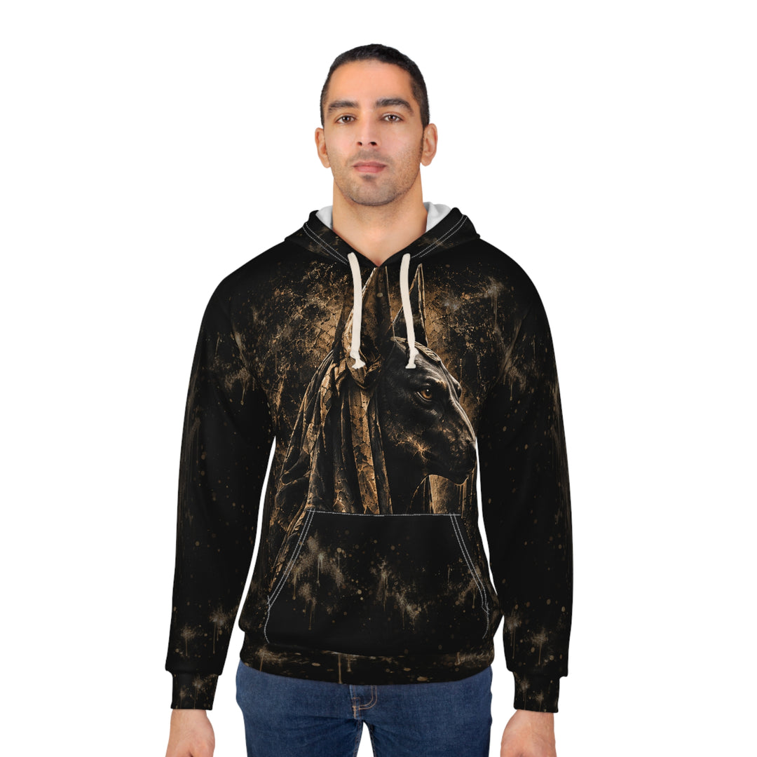 AO Anubis - Bronze Shadow Profile - Black AOP Pullover Hoodie