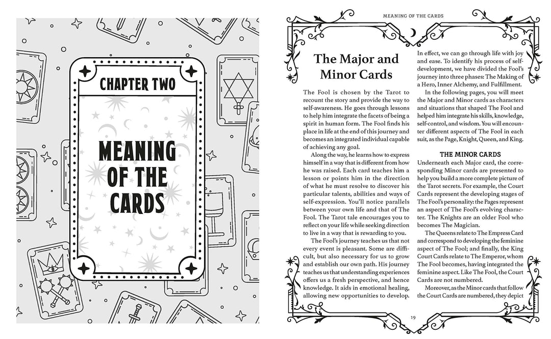 Book of Tarot interior page with card meanings