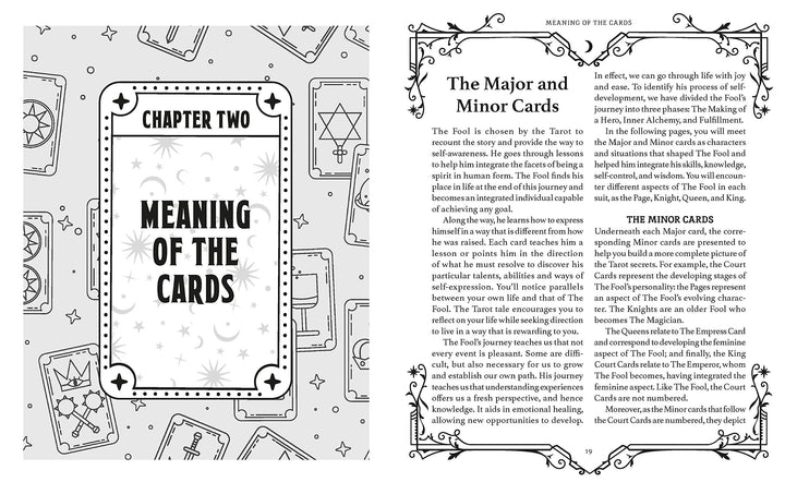 Book of Tarot interior page with card meanings