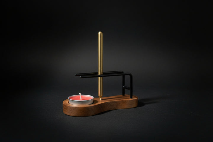 Wooden sage and incense burner shown from an alternate angle