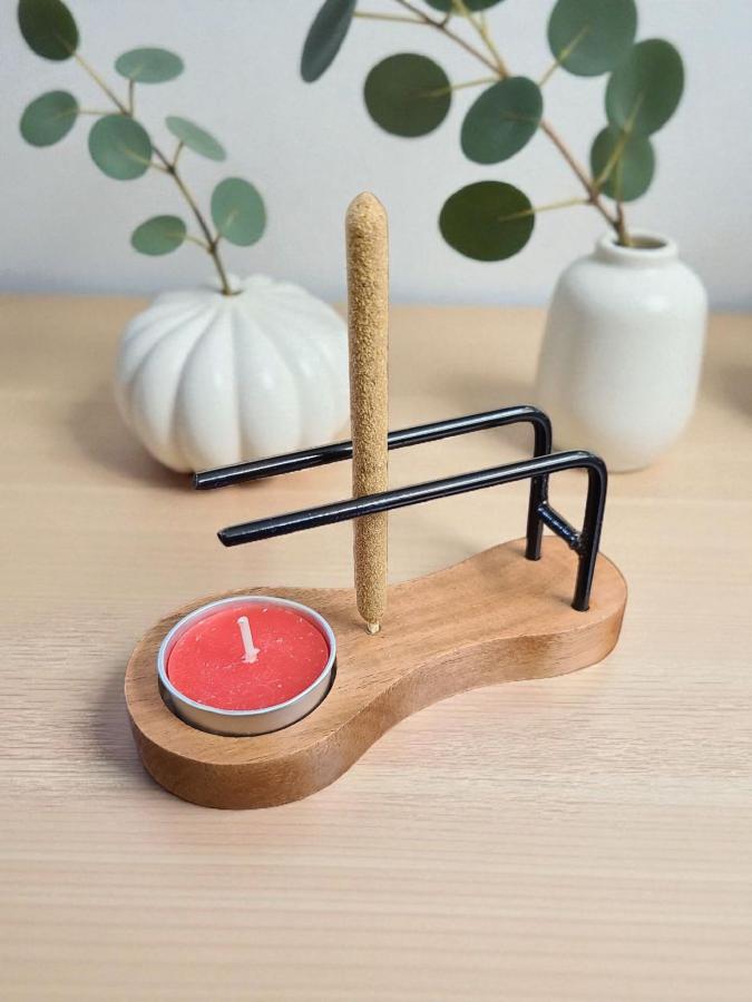 3-in-1 Wooden Sage Burner, Candle Holder & Incense Burner