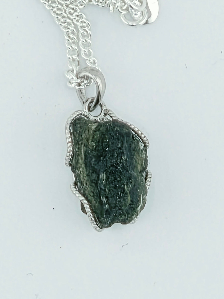 Moldavite Necklace – Natural Green Tektite Glass