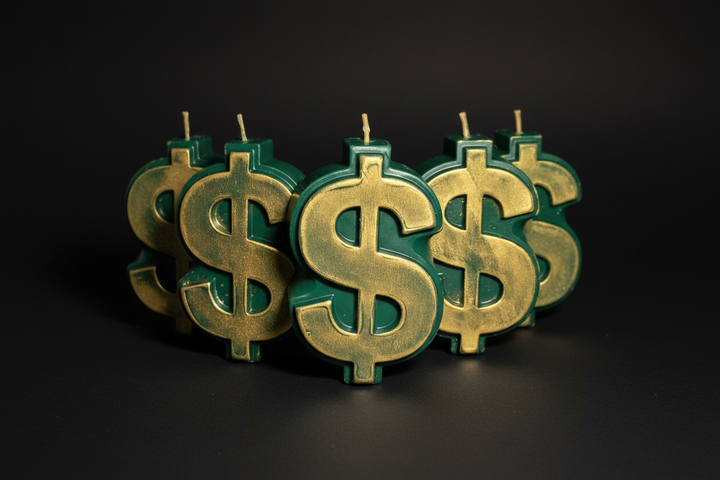Dollar Sign Candle – Financial Intention & Prosperity Symbolism