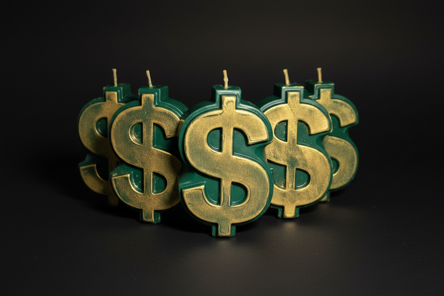 Dollar Sign Candle – Financial Intention & Prosperity Symbolism