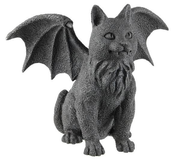 Winged cat gargoyle statue