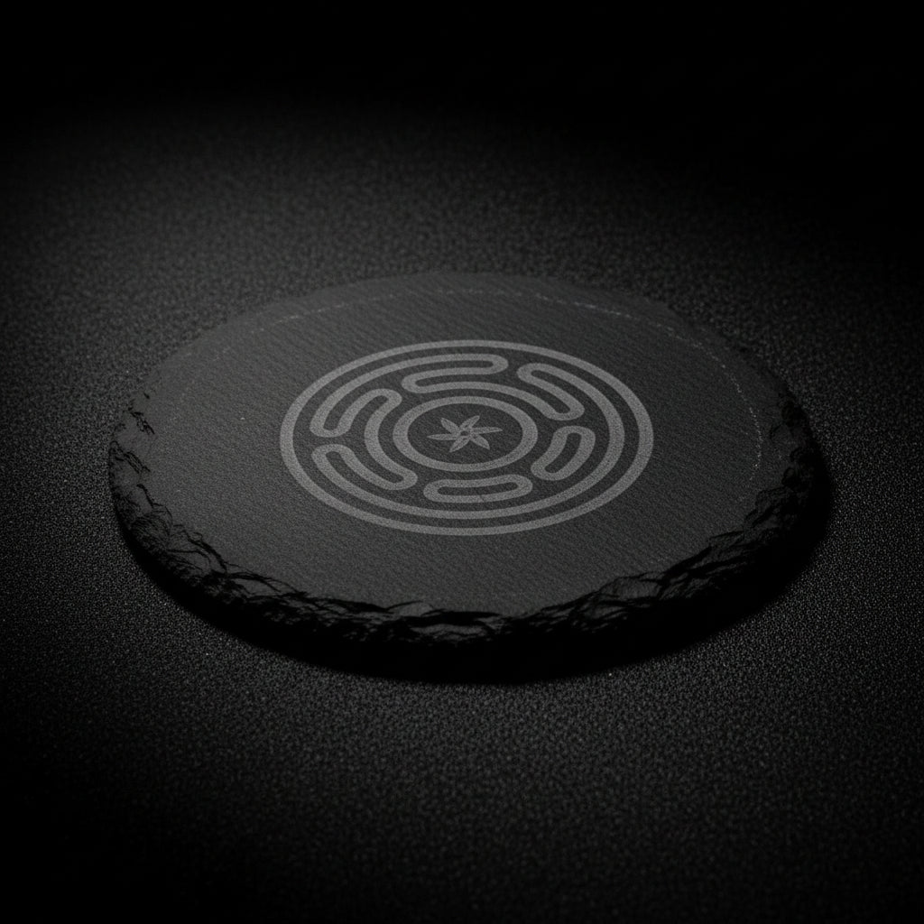 Stropholos of Hecate engraved black slate altar tile