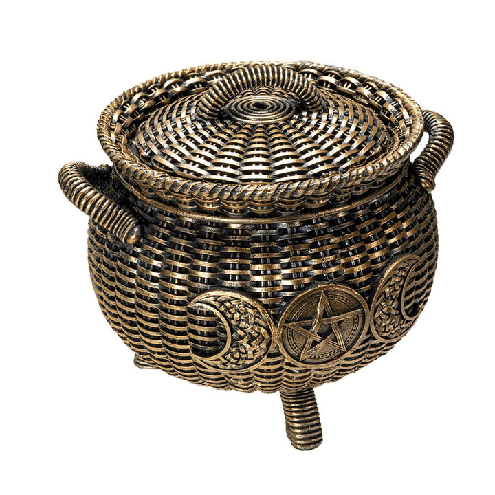 Wicker Triple Moon cauldron shown open
