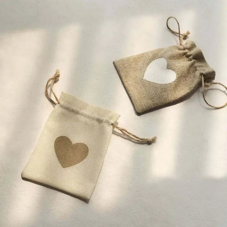 4" × 5" Jute Pouch with Heart
