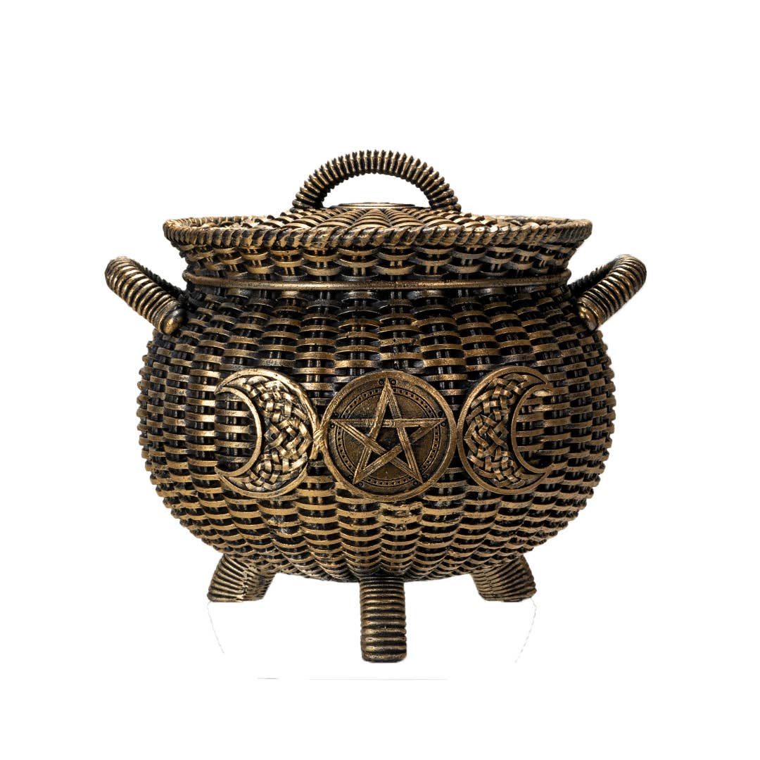 Wicker Triple Moon cauldron shown from the side