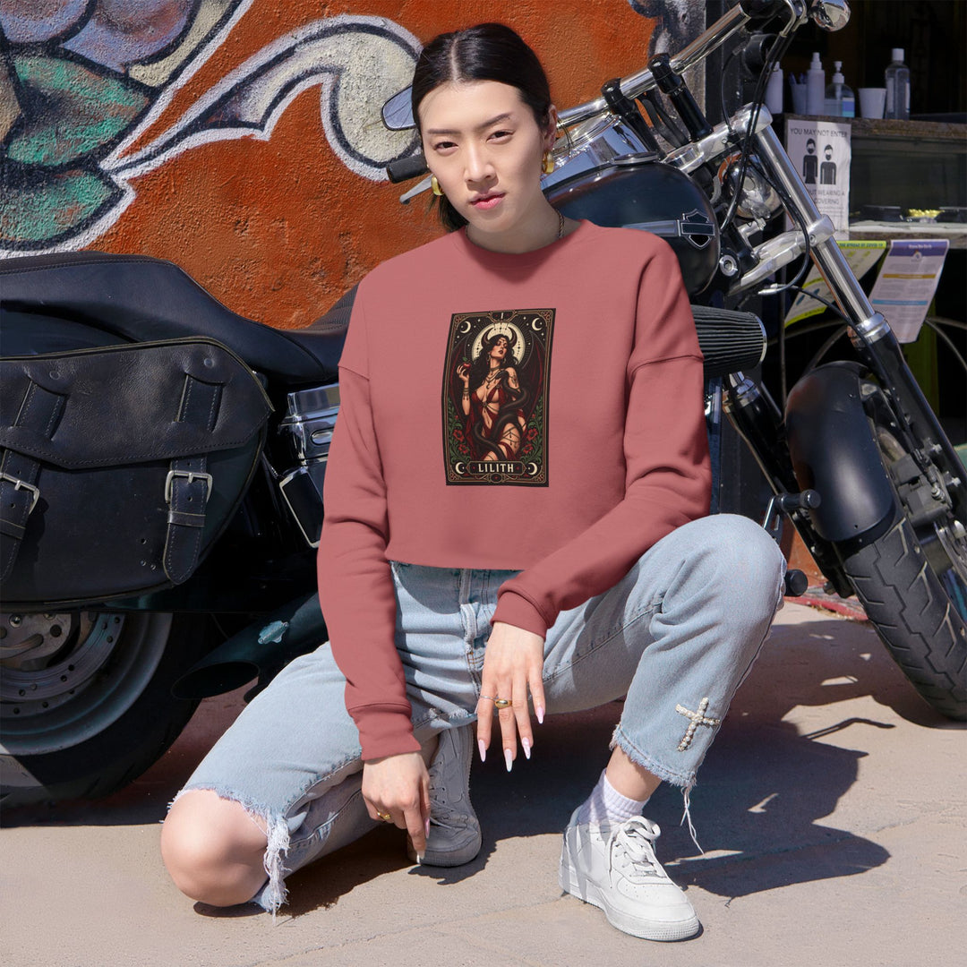 Lilith — Crimson Serpent Cropped Sweatshirt
