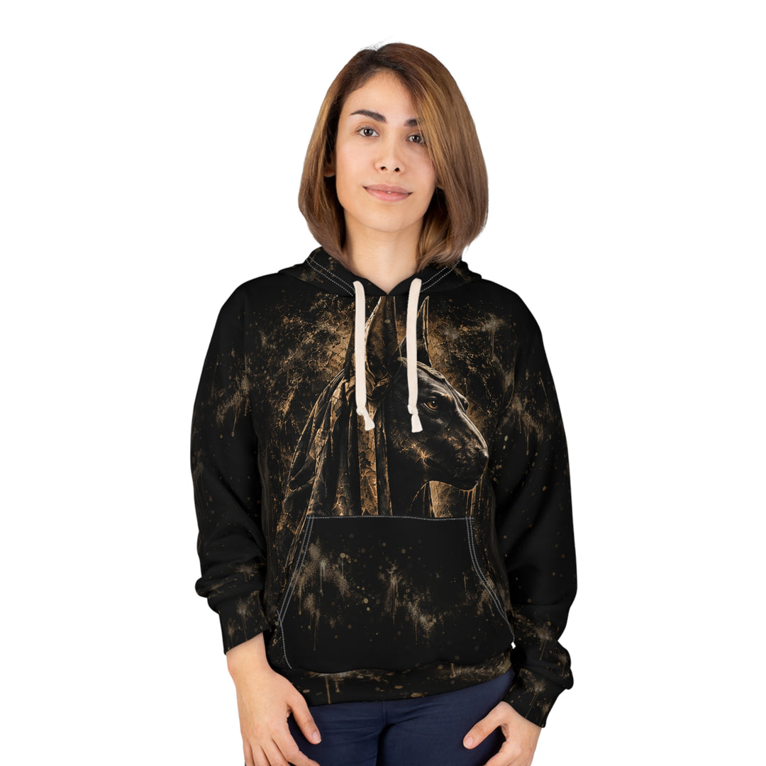 AO Anubis - Bronze Shadow Profile - Black AOP Pullover Hoodie