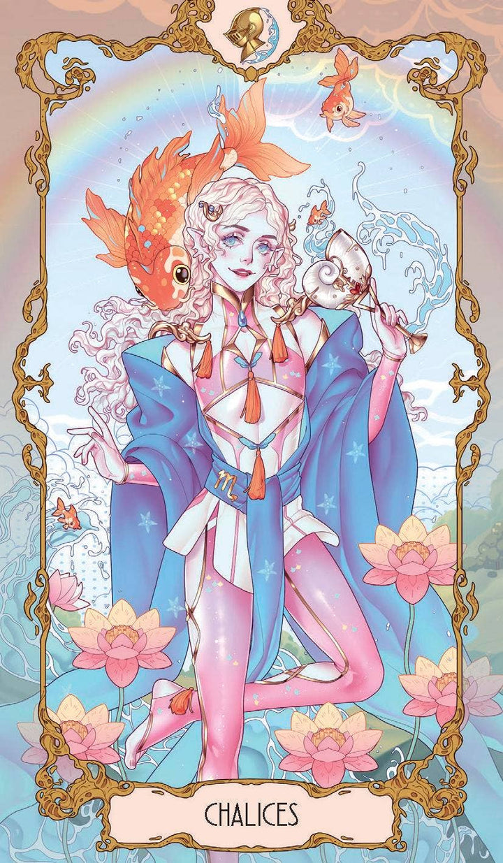Anima Tarot Seven of Chalices tarot card with symbolic objects
