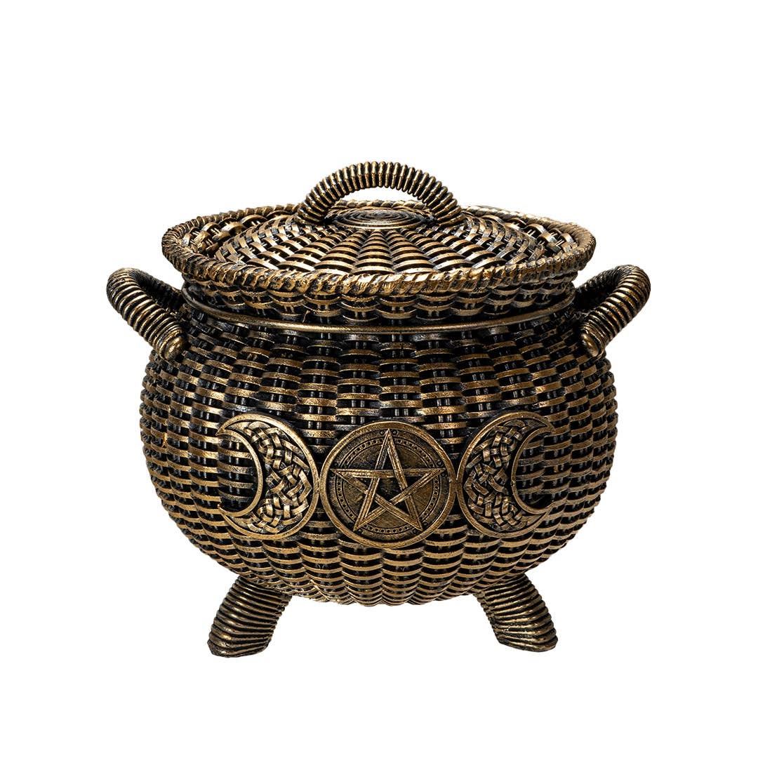 Wicker Triple Moon cauldron front view